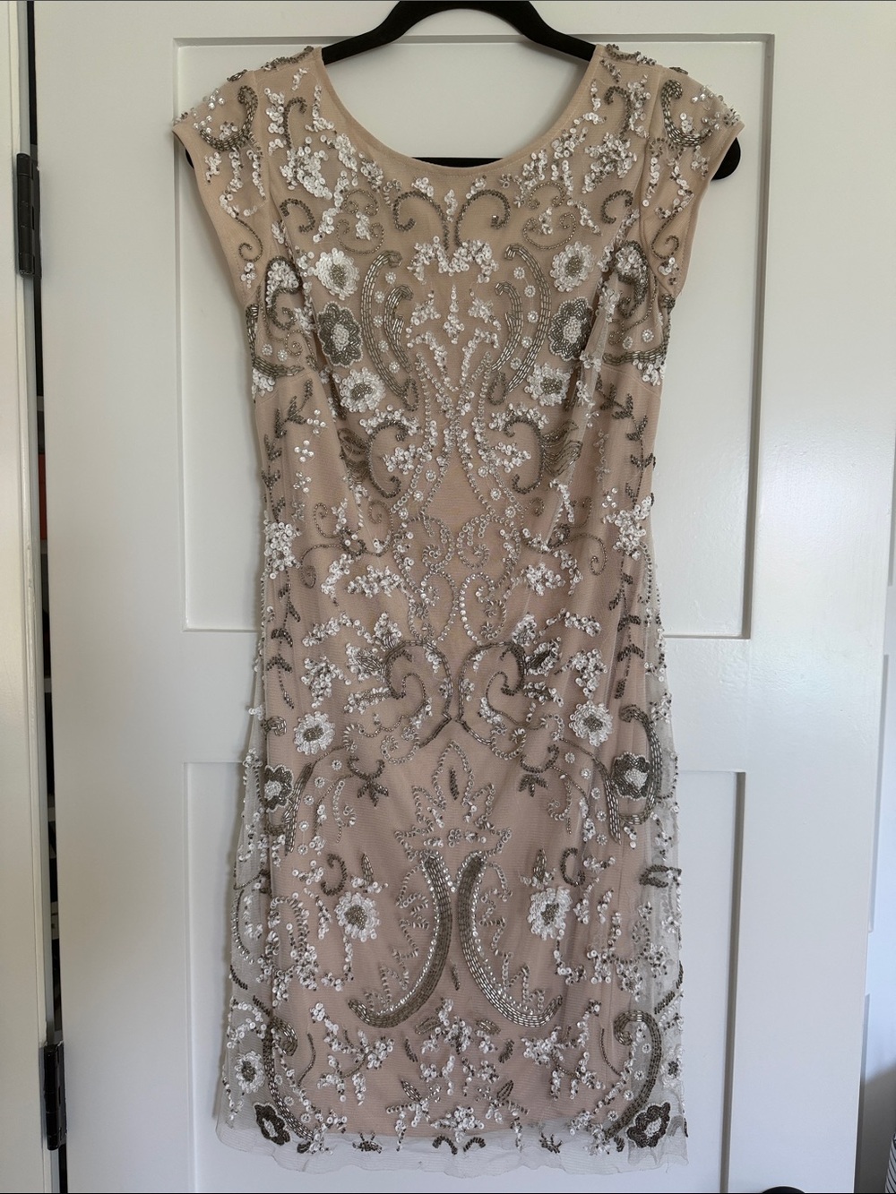 Aiden Mattox Embellished Beaded Dress - Nude